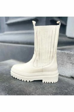 DWRS Enkellaarsjes BLACKPOOL - Bikerboots - Leer Beige