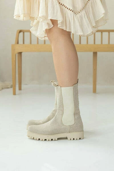 DWRS Laarzen BOCHUM - Bikerboots Chelsea Beige 3 DWRS Laarzen BOCHUM - Bikerboots Chelsea Beige