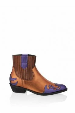 DWRS Cowboylaarzen AUSTIN - Western Enkellaarsjes | Purple / Brown Brown