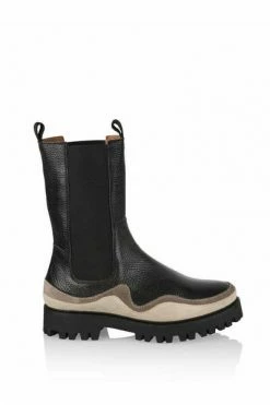 DWRS Enkellaarsjes GRAZ - Bikerboots | Black / Beige Brown