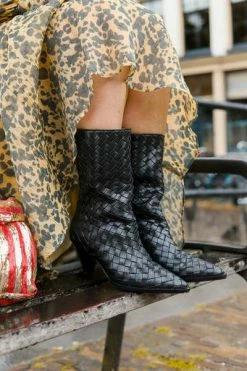 DWRS Enkellaarsjes SAMARA - Westernboots - Gevlochten Leer Black